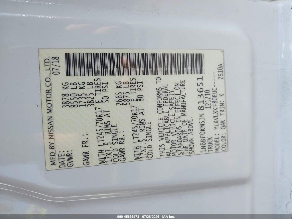 1N6BF0KM5JN813651 2018 NISSAN NV CARGO NV1500 photo no. 9