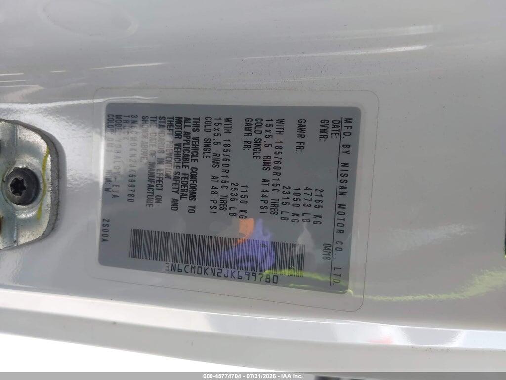 3N6CM0KN2JK699780 2018 NISSAN NV200 photo no. 9