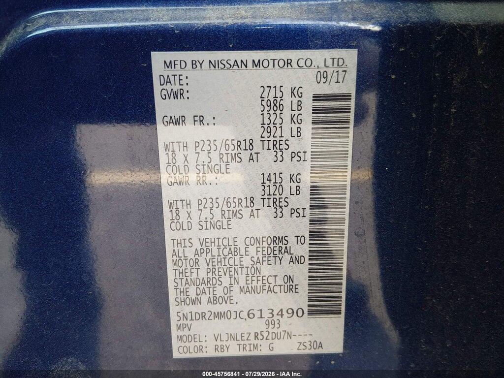 5N1DR2MM0JC613490 2018 NISSAN PATHFINDER photo no. 9