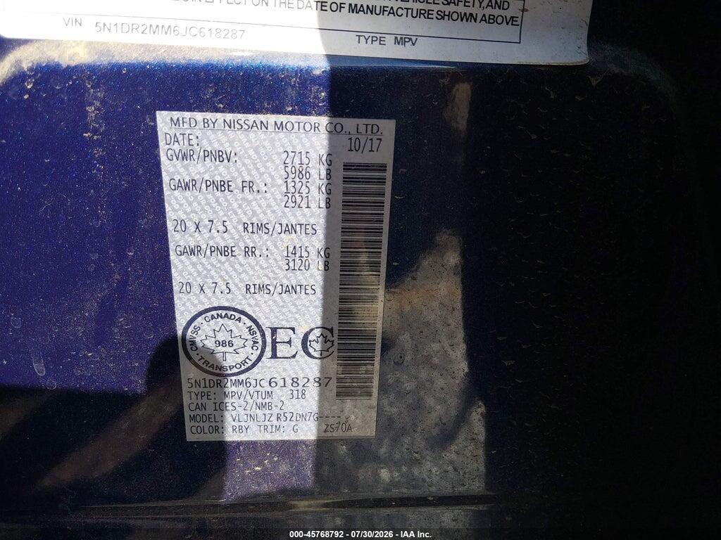 5N1DR2MM6JC618287 2018 NISSAN PATHFINDER photo no. 9