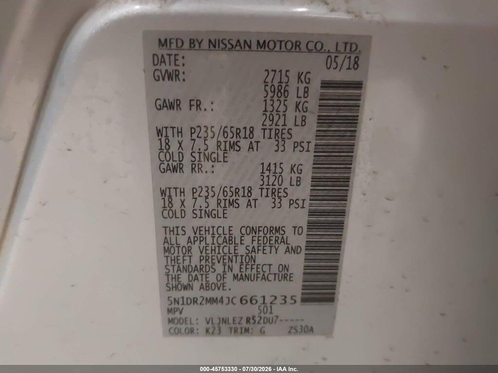 5N1DR2MM4JC661235 2018 NISSAN PATHFINDER photo no. 9