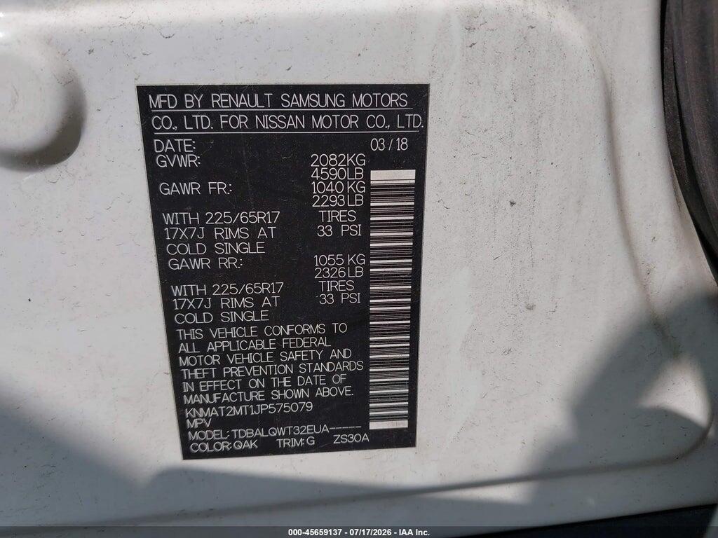 KNMAT2MT1JP575079 2018 NISSAN ROGUE photo no. 9