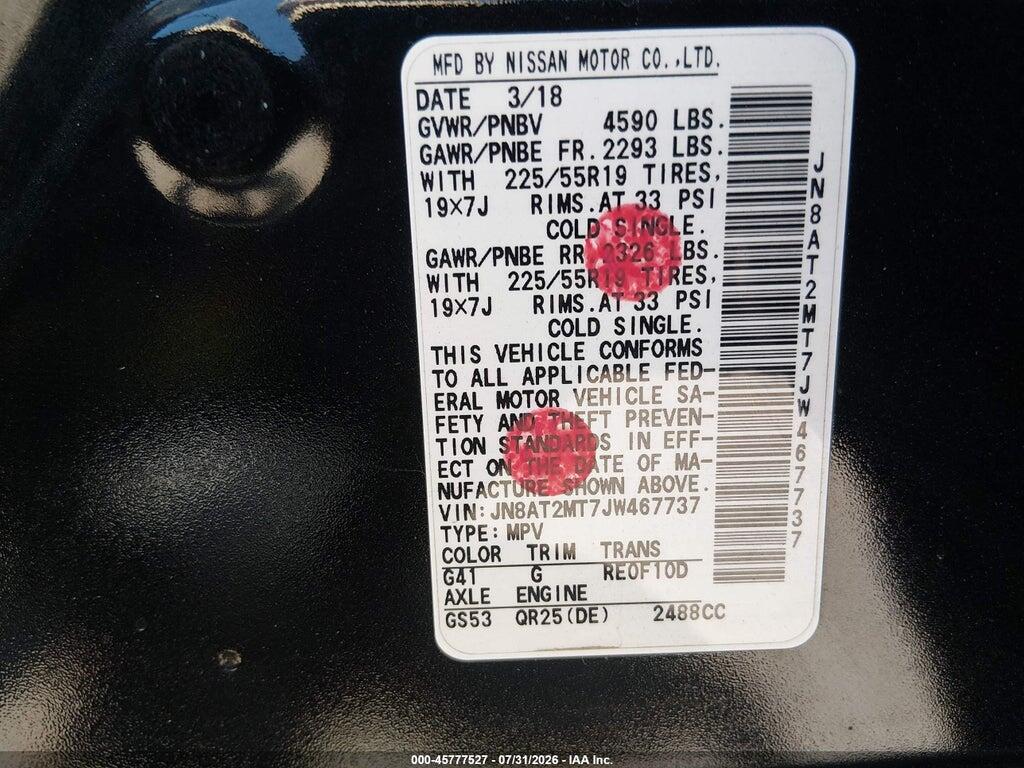 JN8AT2MT7JW467737 2018 NISSAN ROGUE photo no. 9