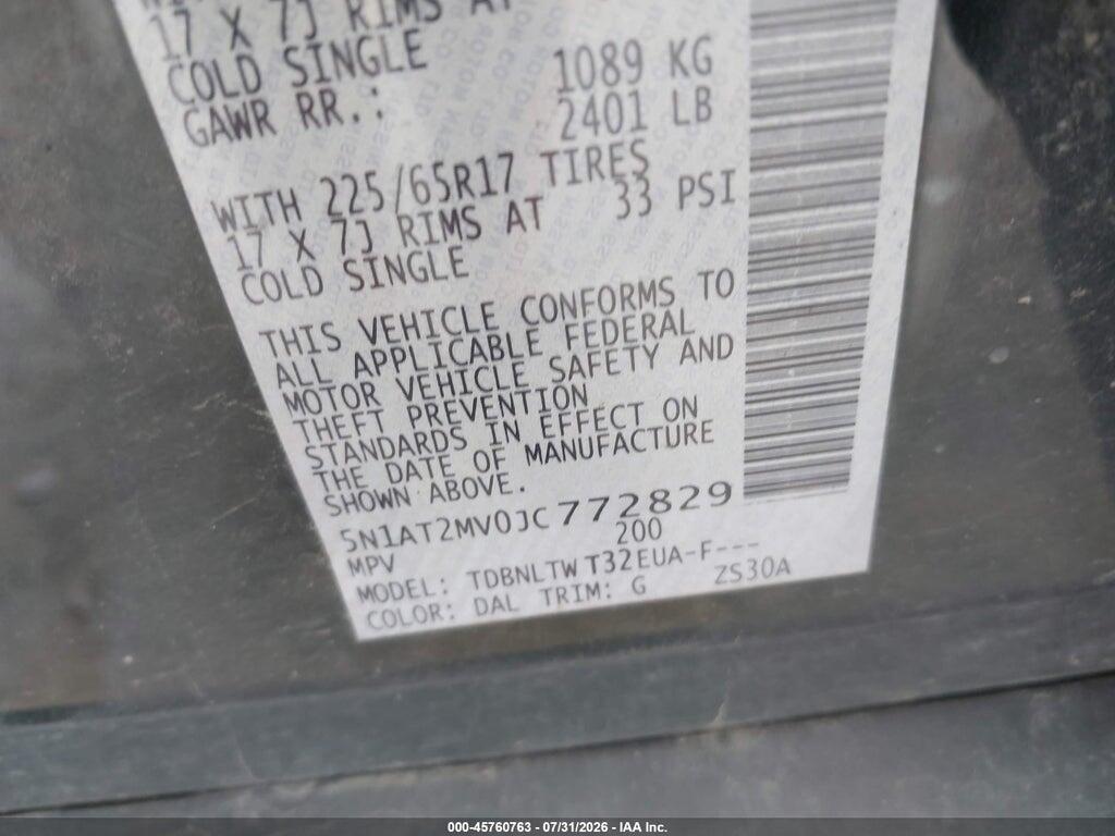 5N1AT2MV0JC772829 2018 NISSAN ROGUE photo no. 9