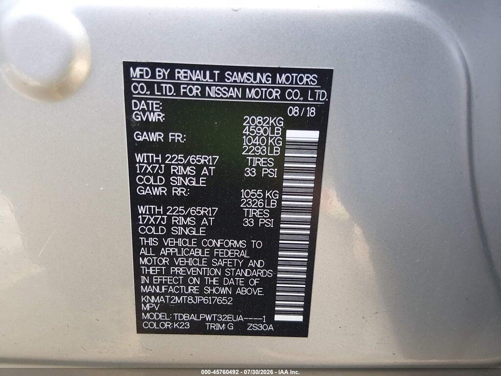 KNMAT2MT8JP617652 2018 NISSAN ROGUE photo no. 9