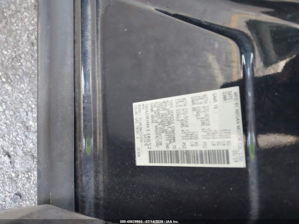 5N1AZ2MJ4KN138652 2019 NISSAN MURANO photo no. 9