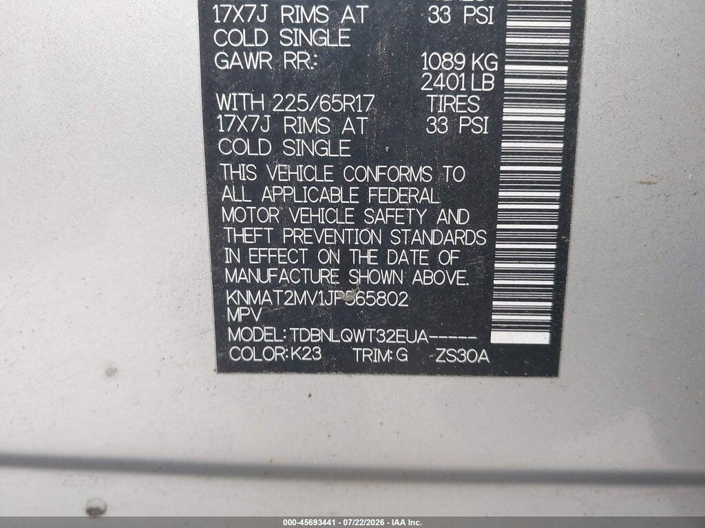 KNMAT2MV1JP565802 2018 NISSAN ROGUE photo no. 9