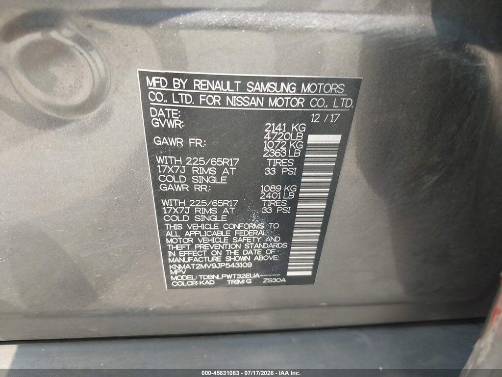 KNMAT2MV9JP543109 2018 NISSAN ROGUE photo no. 9