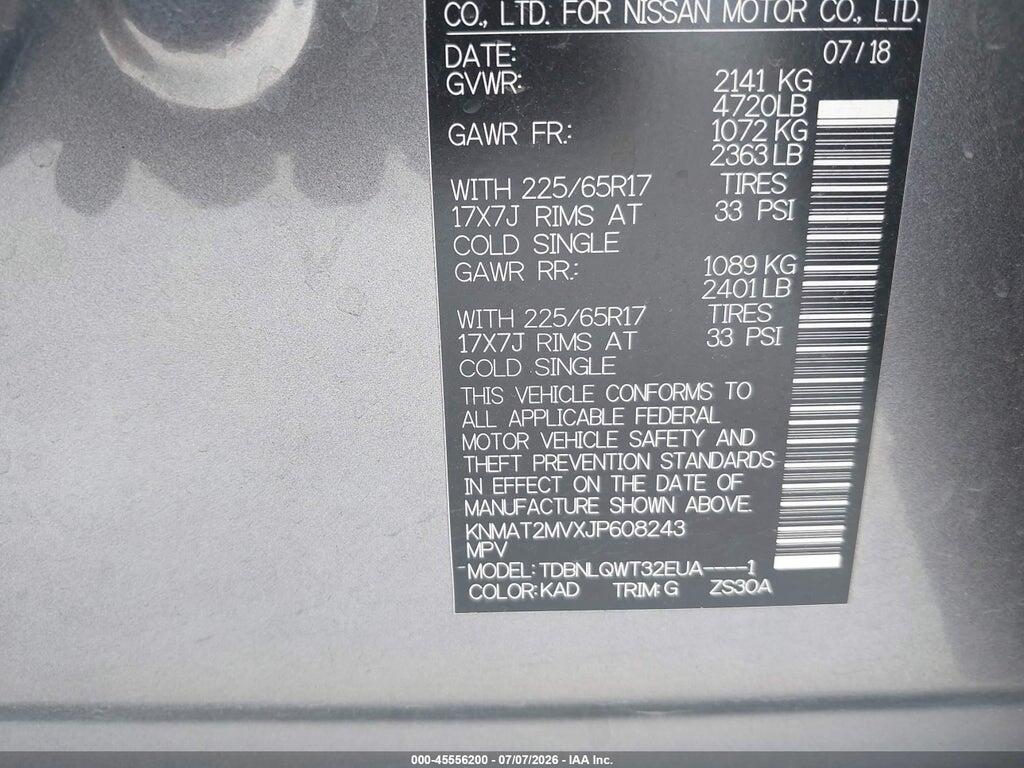 KNMAT2MVXJP608243 2018 NISSAN ROGUE photo no. 9