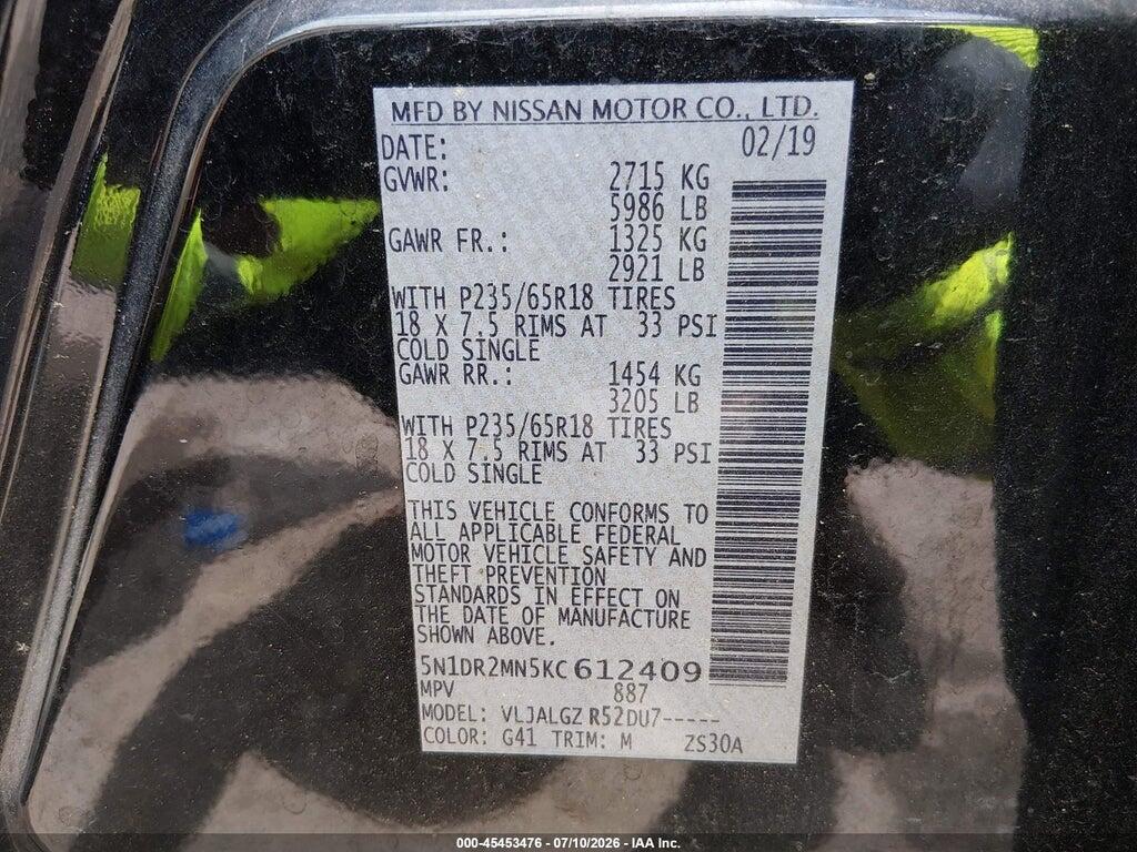5N1DR2MN5KC612409 2019 NISSAN PATHFINDER photo no. 9
