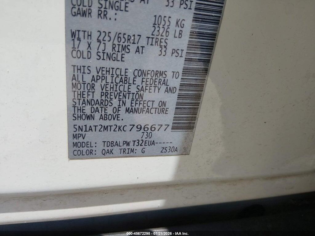 5N1AT2MT2KC796677 2019 NISSAN ROGUE photo no. 9