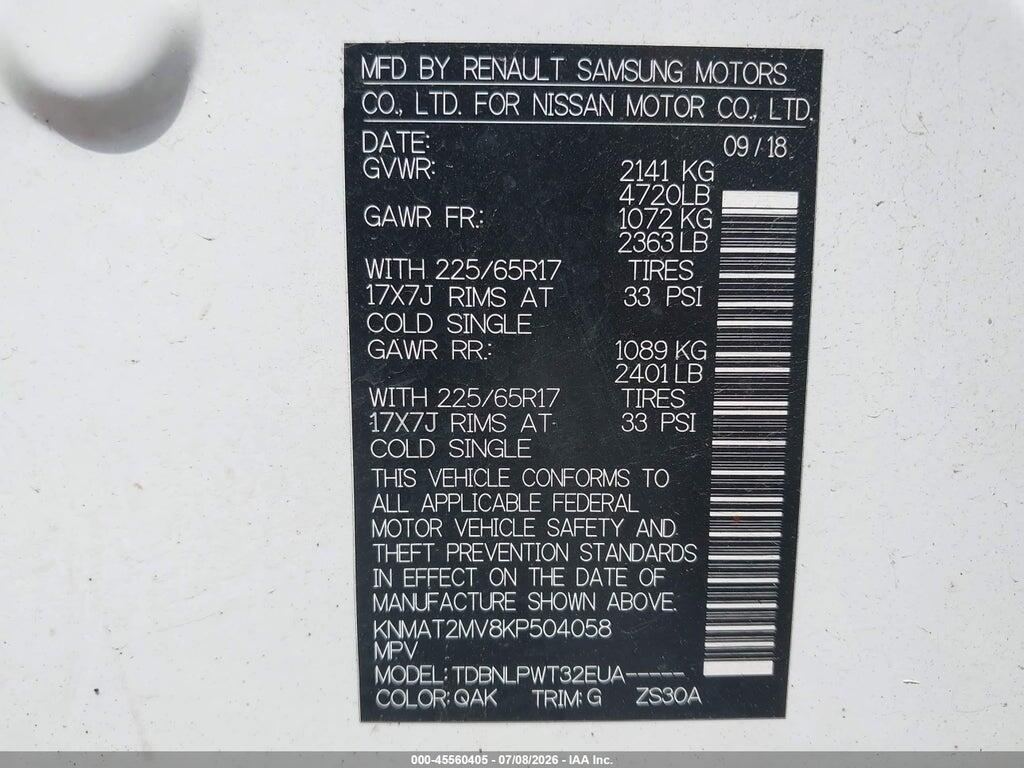 KNMAT2MV8KP504058 2019 NISSAN ROGUE photo no. 9