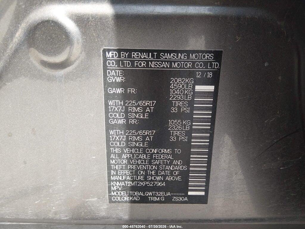KNMAT2MT2KP527964 2019 NISSAN ROGUE photo no. 9