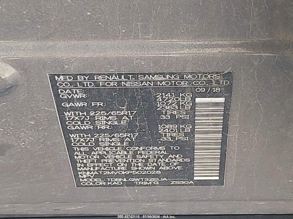 KNMAT2MV0KP502028 2019 NISSAN ROGUE photo no. 9