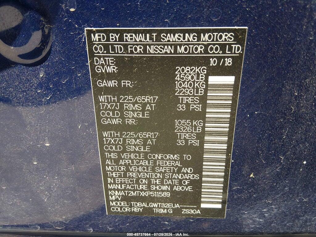 KNMAT2MTXKP511589 2019 NISSAN ROGUE photo no. 9