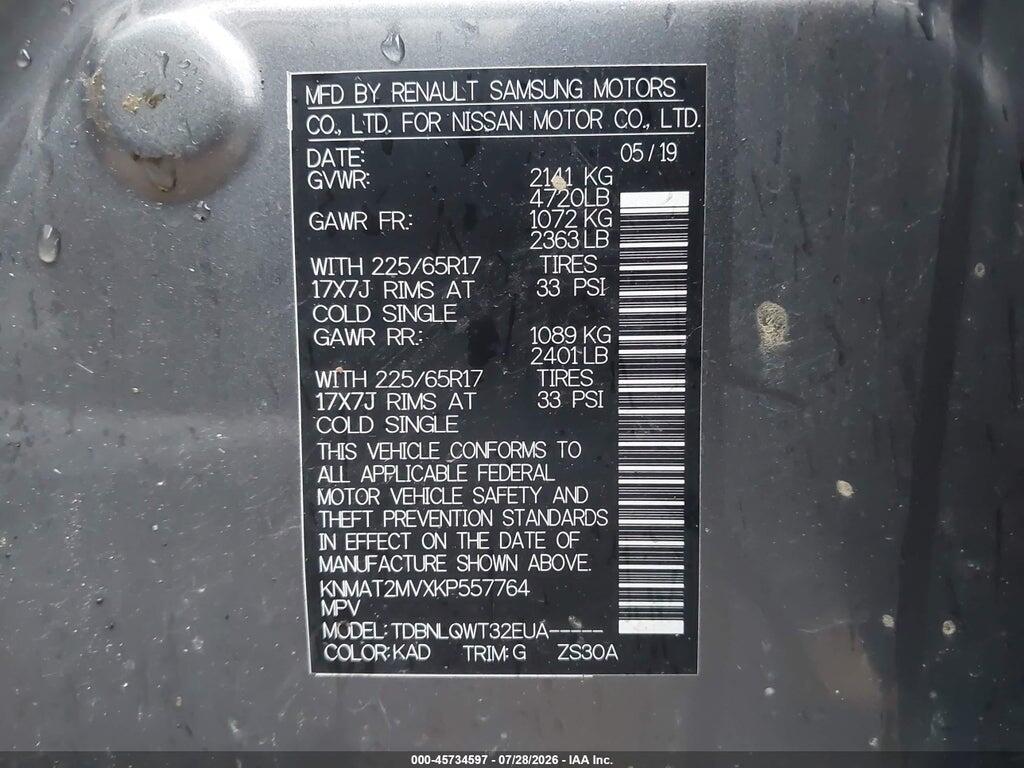 KNMAT2MVXKP557764 2019 NISSAN ROGUE photo no. 9