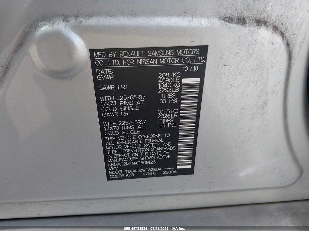 KNMAT2MT9KP509123 2019 NISSAN ROGUE photo no. 9