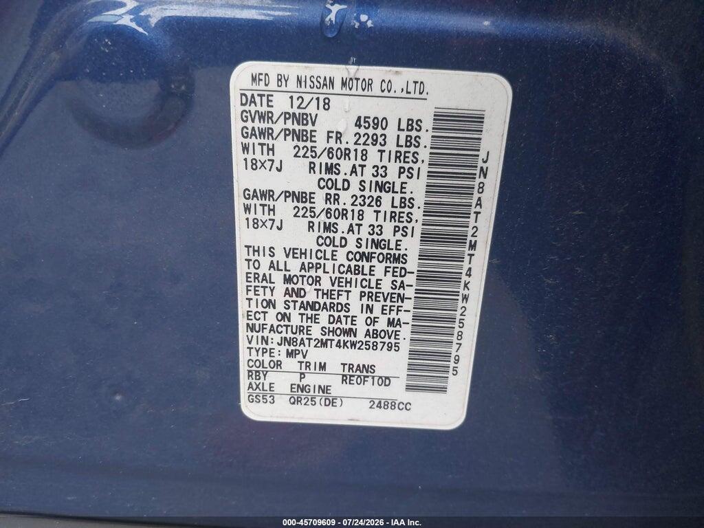 JN8AT2MT4KW258795 2019 NISSAN ROGUE photo no. 9