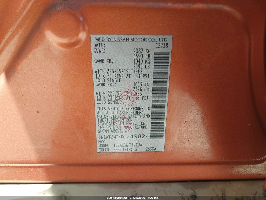 5N1AT2MT7KC749824 2019 NISSAN ROGUE photo no. 9