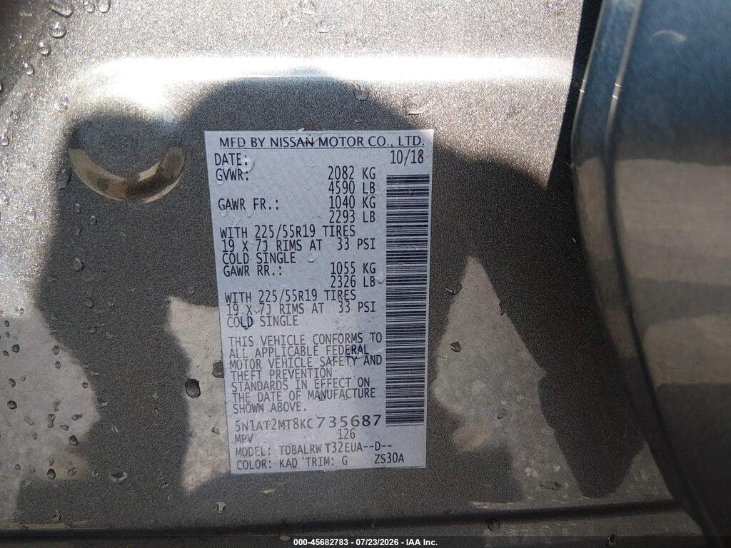 5N1AT2MT8KC735687 2019 NISSAN ROGUE photo no. 9