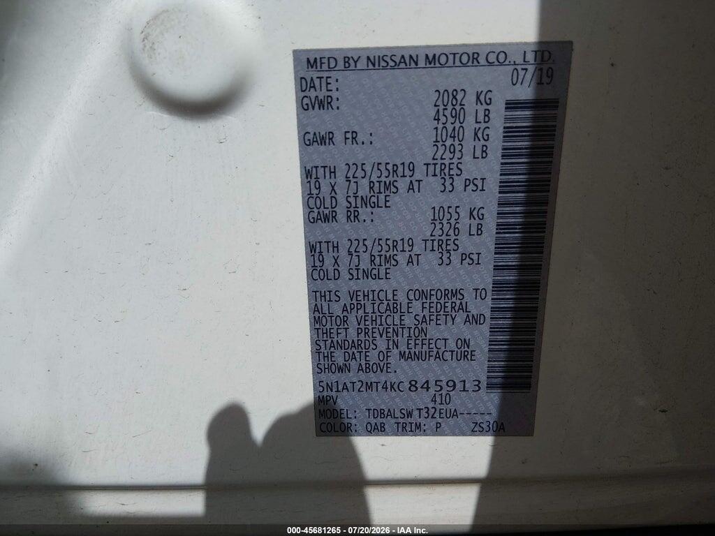 5N1AT2MT4KC845913 2019 NISSAN ROGUE photo no. 9