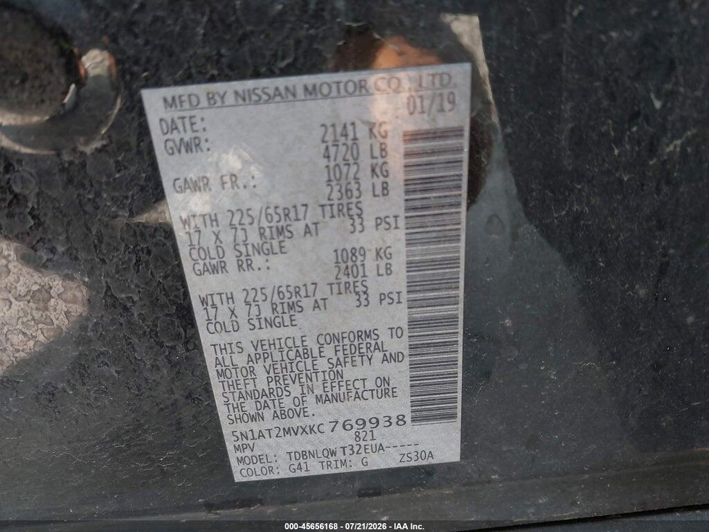5N1AT2MVXKC769938 2019 NISSAN ROGUE photo no. 9