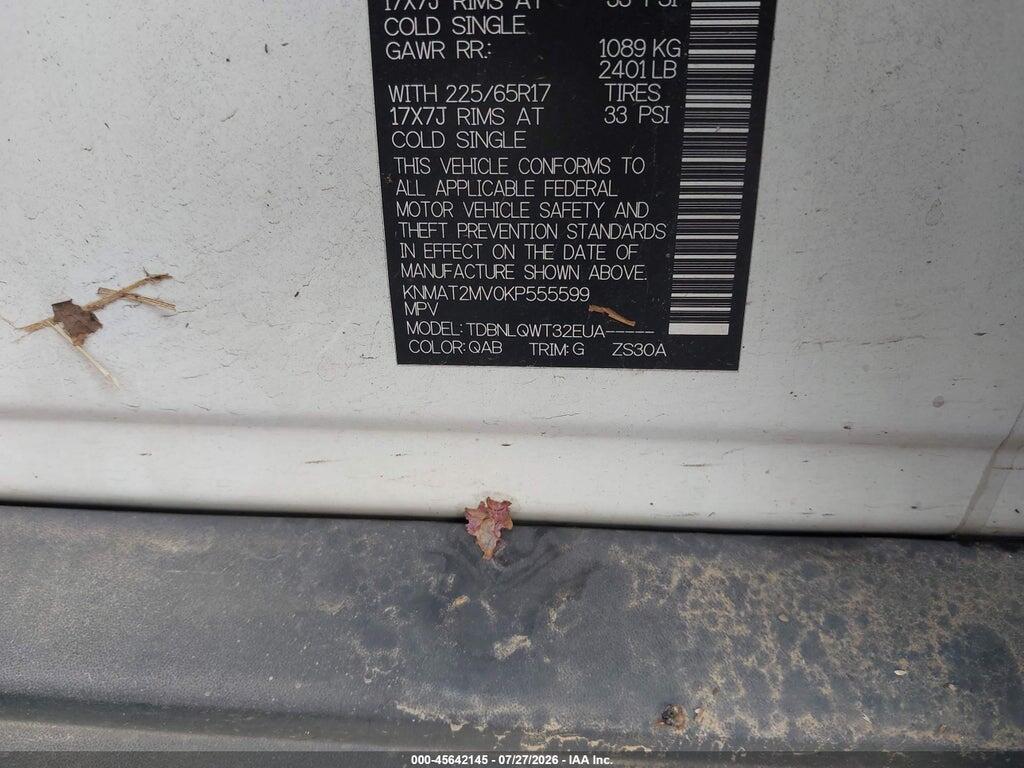 KNMAT2MV0KP555599 2019 NISSAN ROGUE photo no. 9
