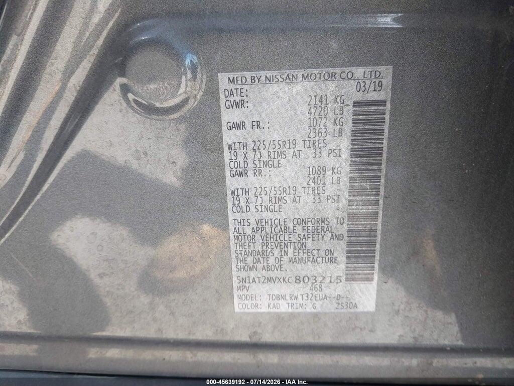 5N1AT2MVXKC803215 2019 NISSAN ROGUE photo no. 9