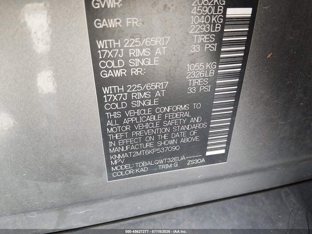 KNMAT2MT6KP537090 2019 NISSAN ROGUE photo no. 9