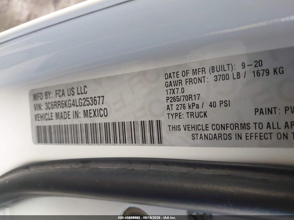 3C6RR6KG4LG253677 2020 RAM 1500 CLASSIC photo no. 9