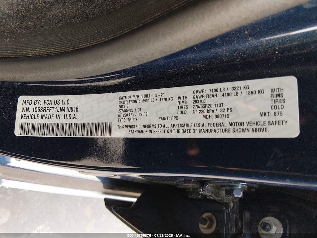 1C6SRFFT1LN410016 2020 RAM 1500 photo no. 9