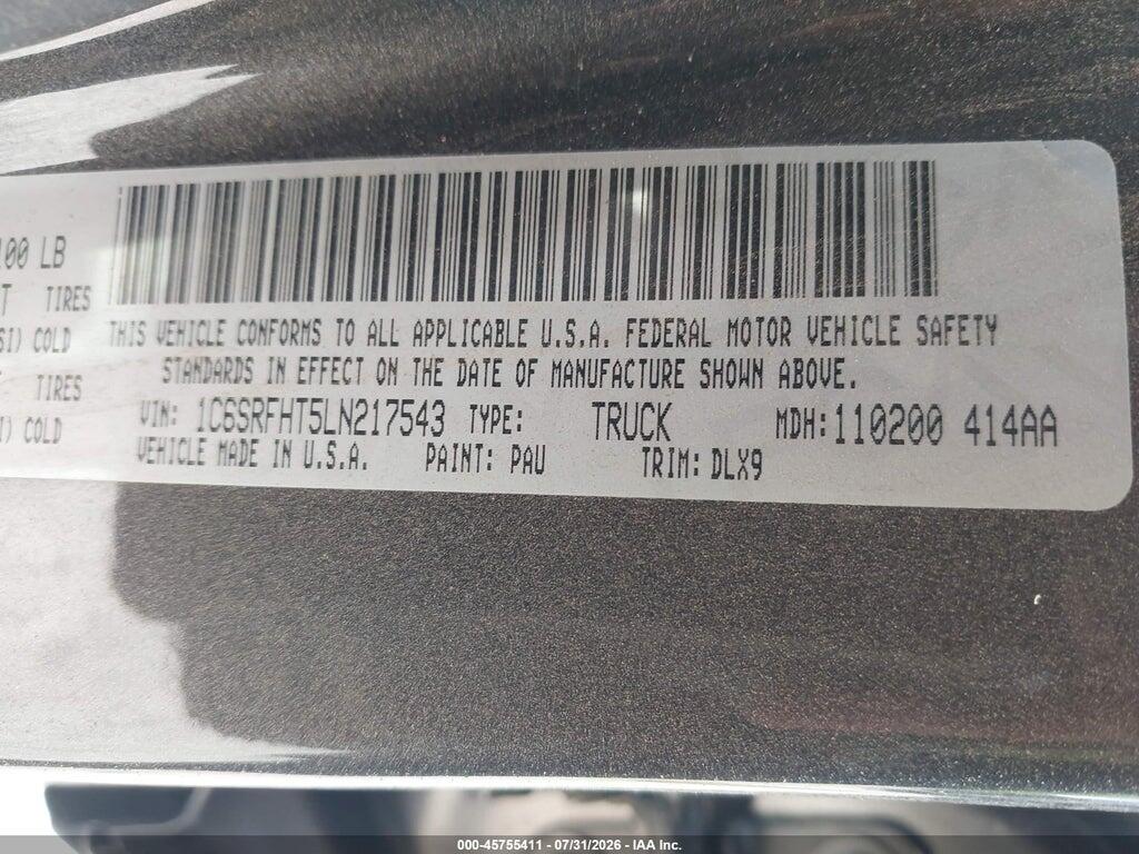 1C6SRFHT5LN217543 2020 RAM 1500 photo no. 9