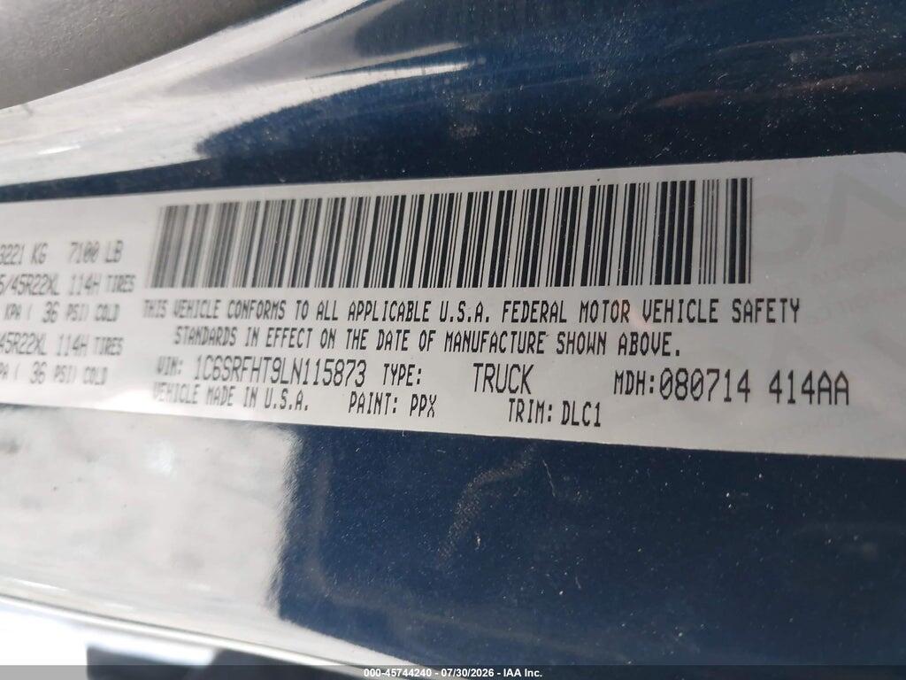 1C6SRFHT9LN115873 2020 RAM 1500 photo no. 9
