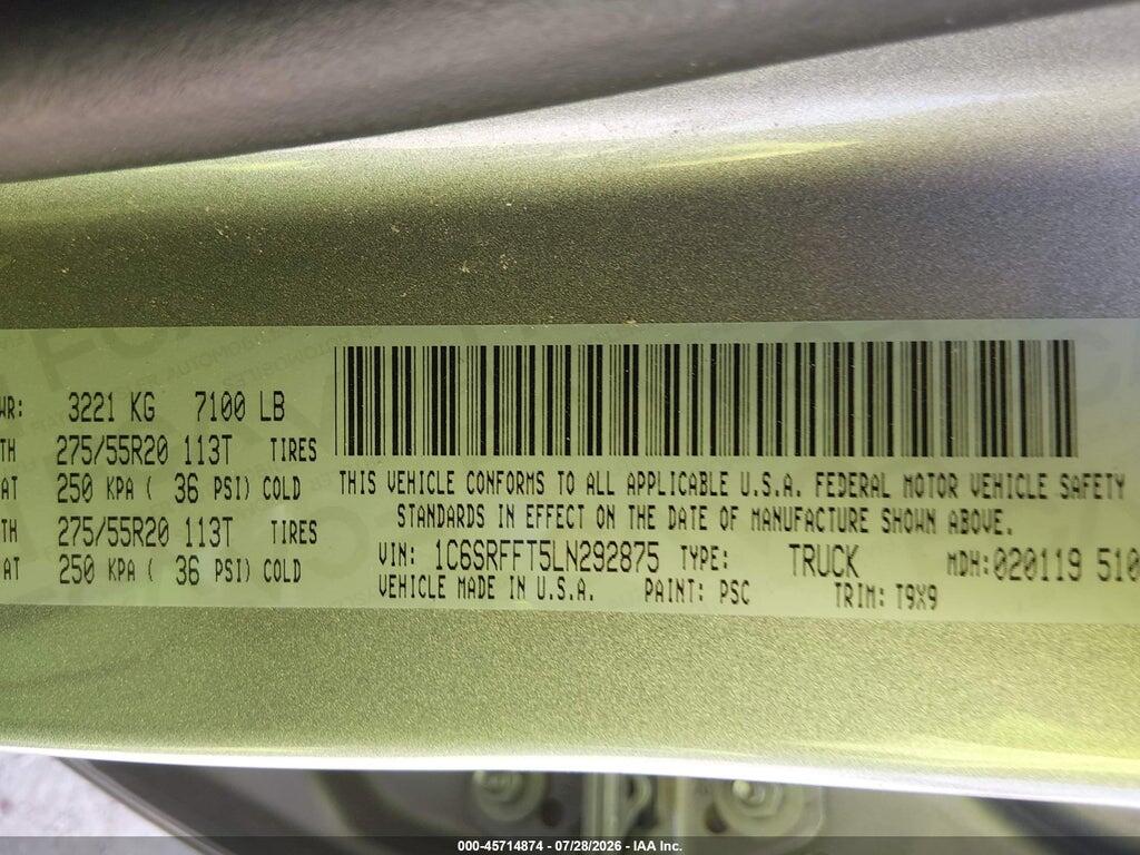 1C6SRFFT5LN292875 2020 RAM 1500 photo no. 9
