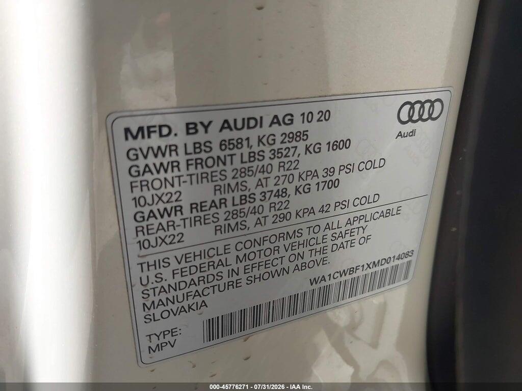WA1CWBF1XMD014083 2021 AUDI SQ8 photo no. 9