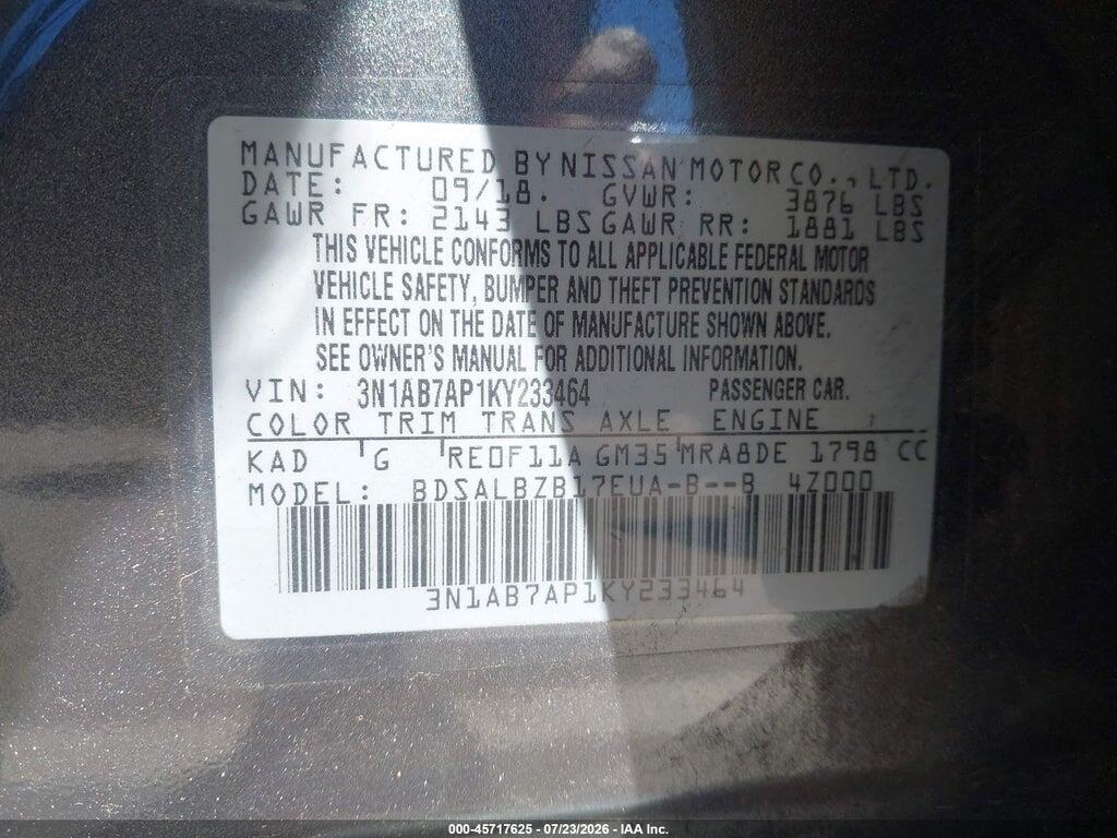 3N1AB7AP1KY233464 2019 NISSAN SENTRA photo no. 9