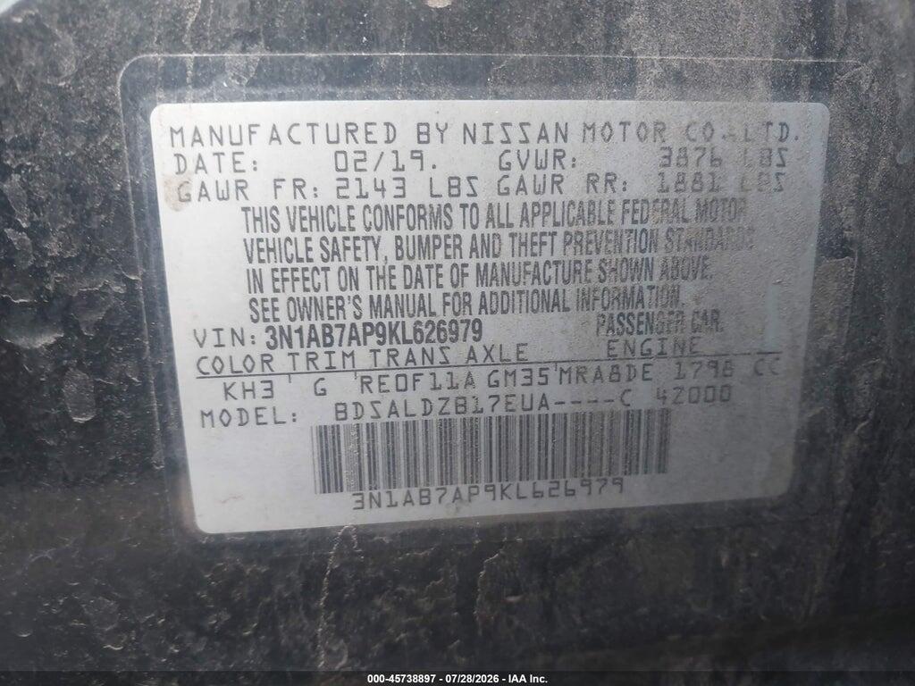 3N1AB7AP9KL626979 2019 NISSAN SENTRA photo no. 9