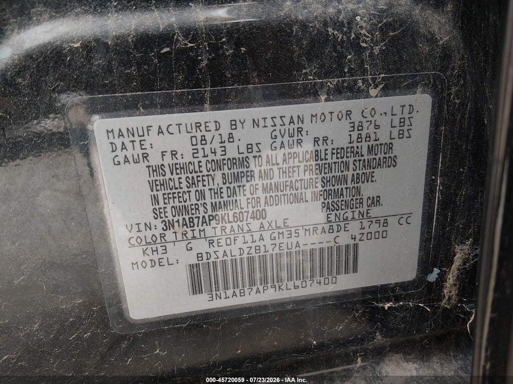 3N1AB7AP9KL607400 2019 NISSAN SENTRA photo no. 9