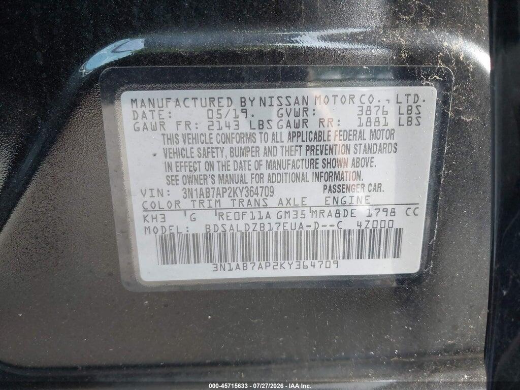 3N1AB7AP2KY364709 2019 NISSAN SENTRA photo no. 9