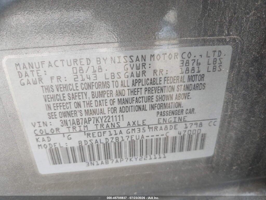 3N1AB7AP7KY221111 2019 NISSAN SENTRA photo no. 9