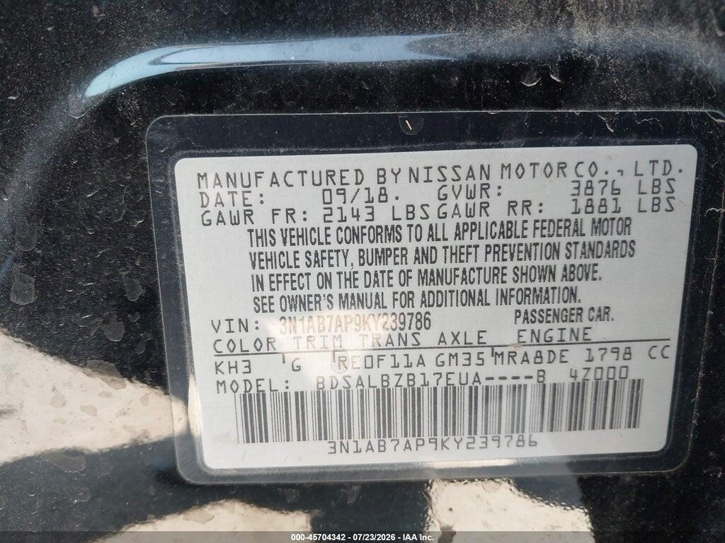3N1AB7AP9KY239786 2019 NISSAN SENTRA photo no. 9