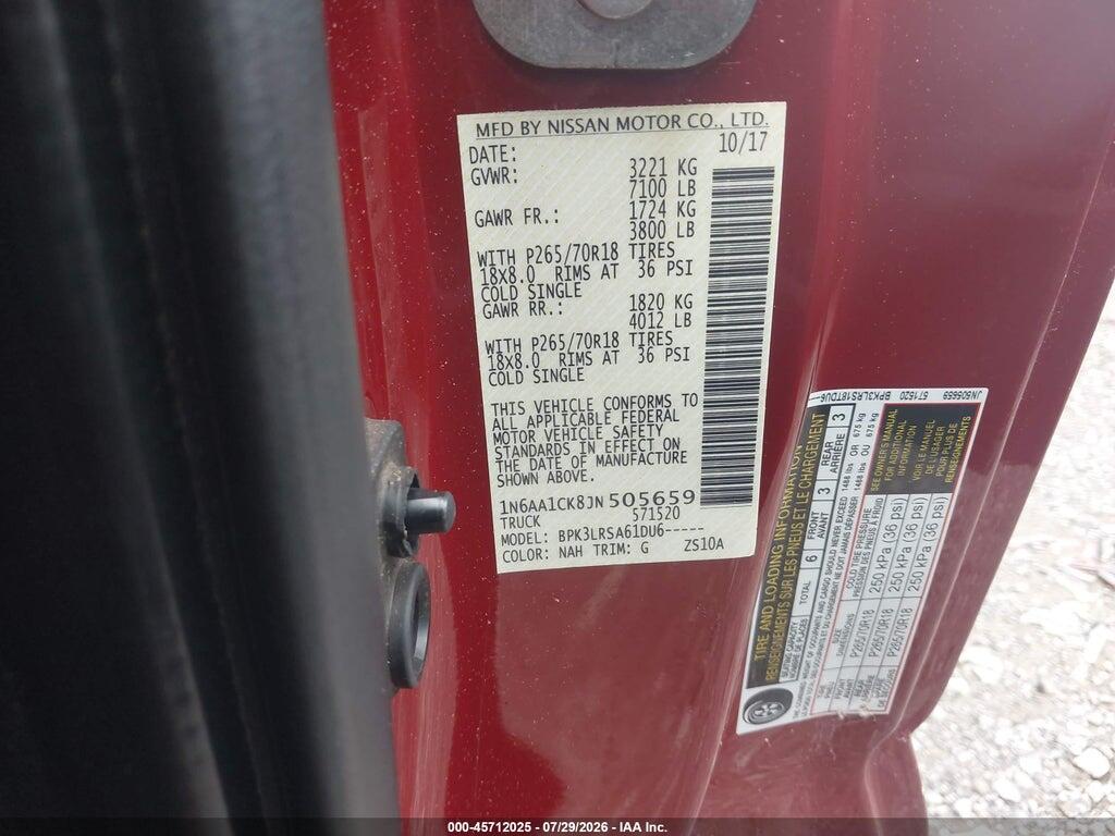 1N6AA1CK8JN505659 2018 NISSAN TITAN photo no. 9