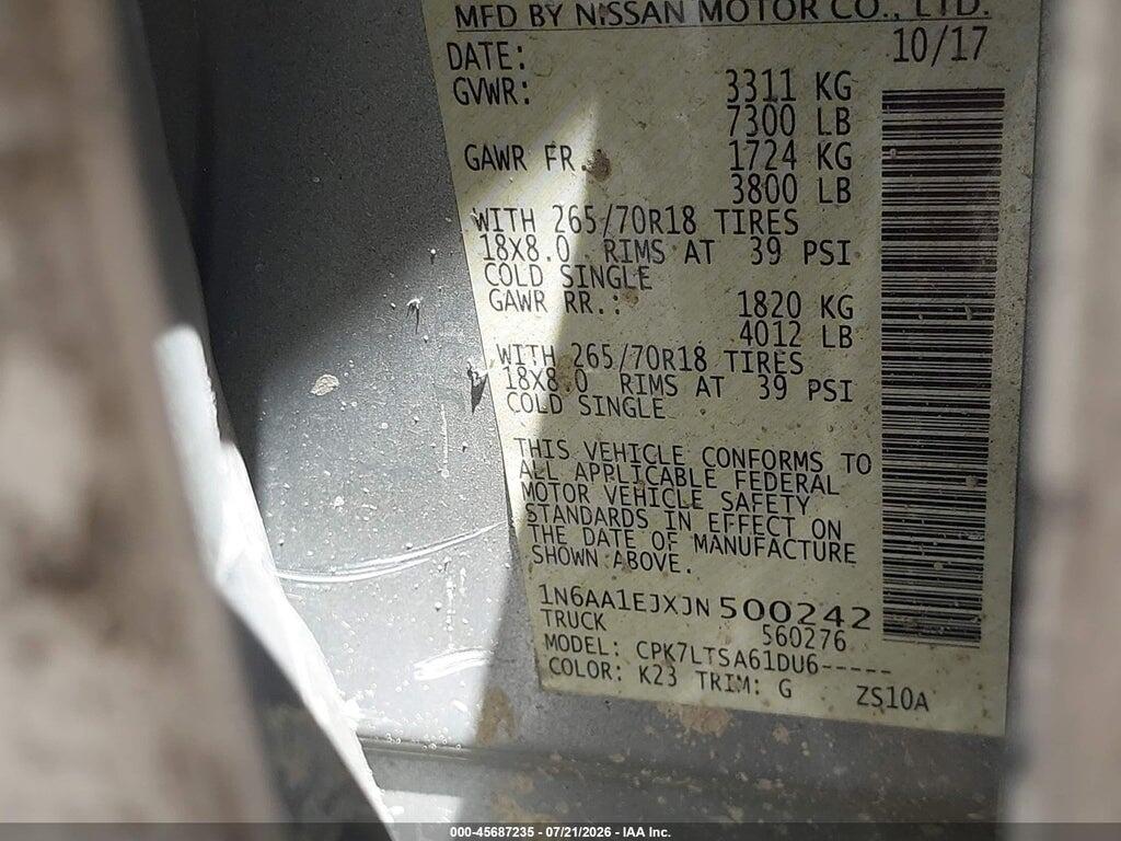 1N6AA1EJXJN500242 2018 NISSAN TITAN photo no. 9
