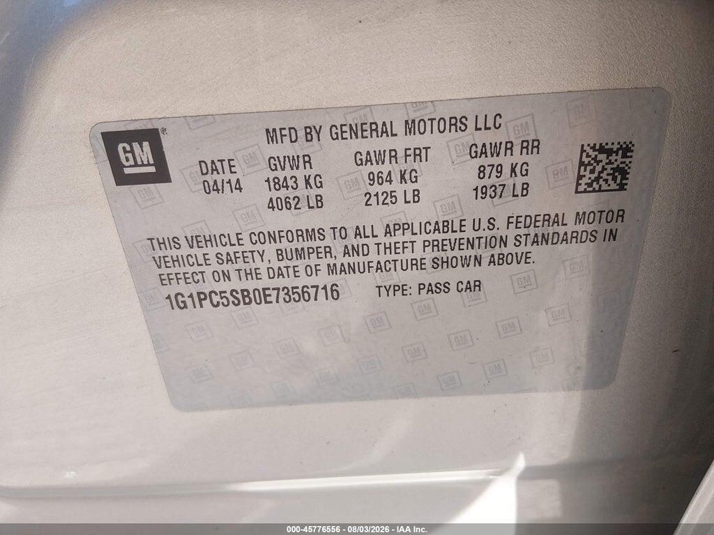1G1PC5SB0E7356716 2014 CHEVROLET CRUZE photo no. 9