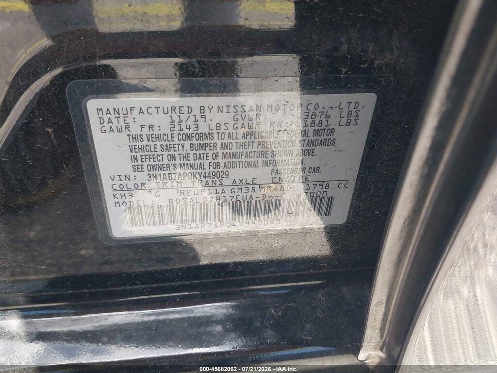 3N1AB7AP0KY449029 2019 NISSAN SENTRA photo no. 9