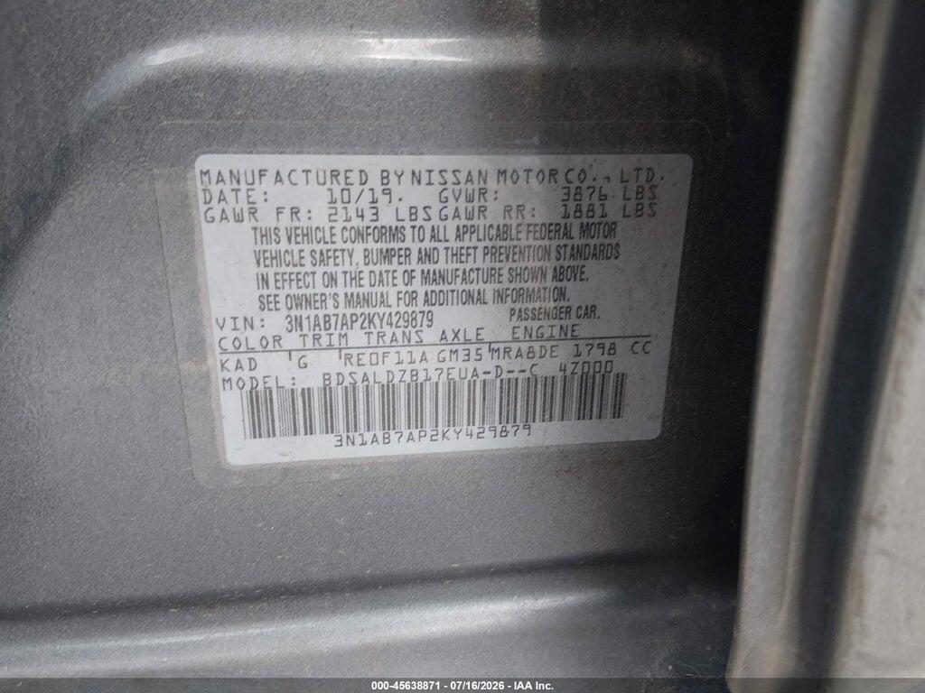 3N1AB7AP2KY429879 2019 NISSAN SENTRA photo no. 9