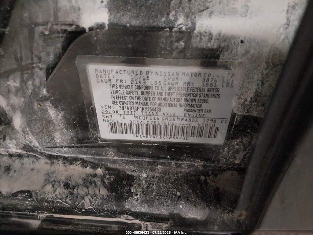 3N1AB7AP1KY254430 2019 NISSAN SENTRA photo no. 9