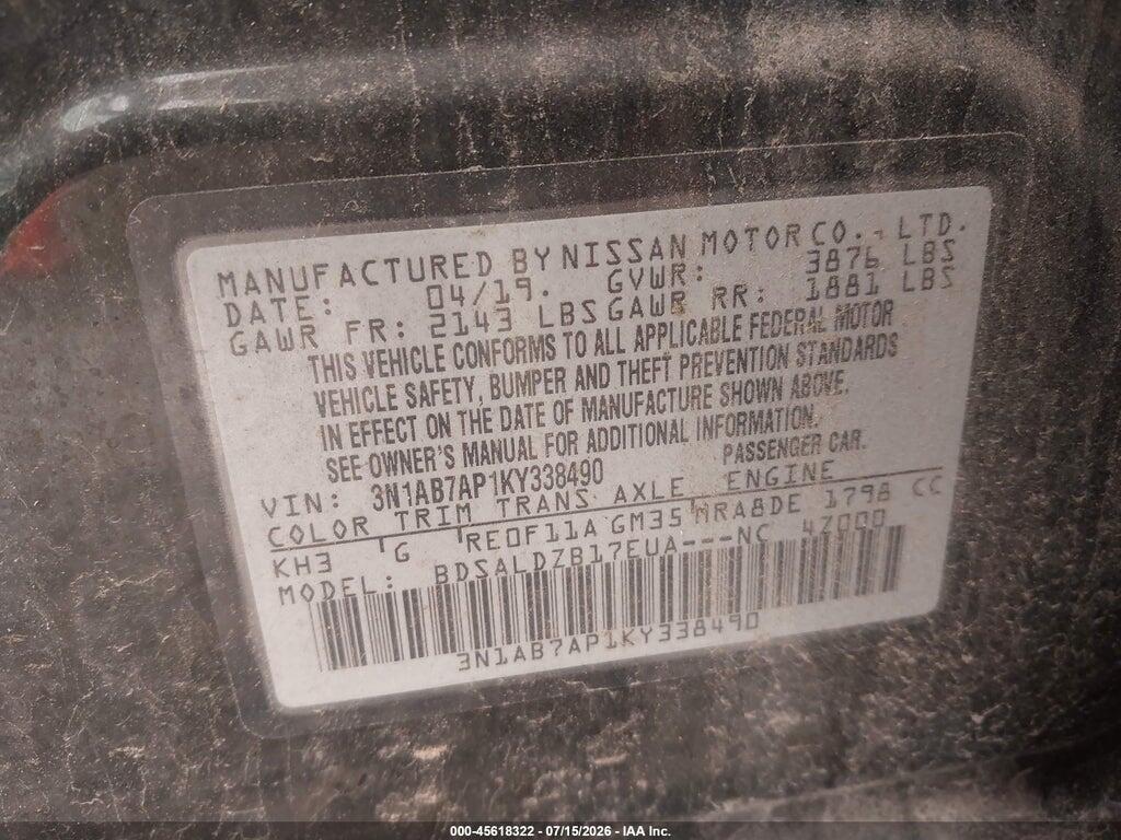 3N1AB7AP1KY338490 2019 NISSAN SENTRA photo no. 9