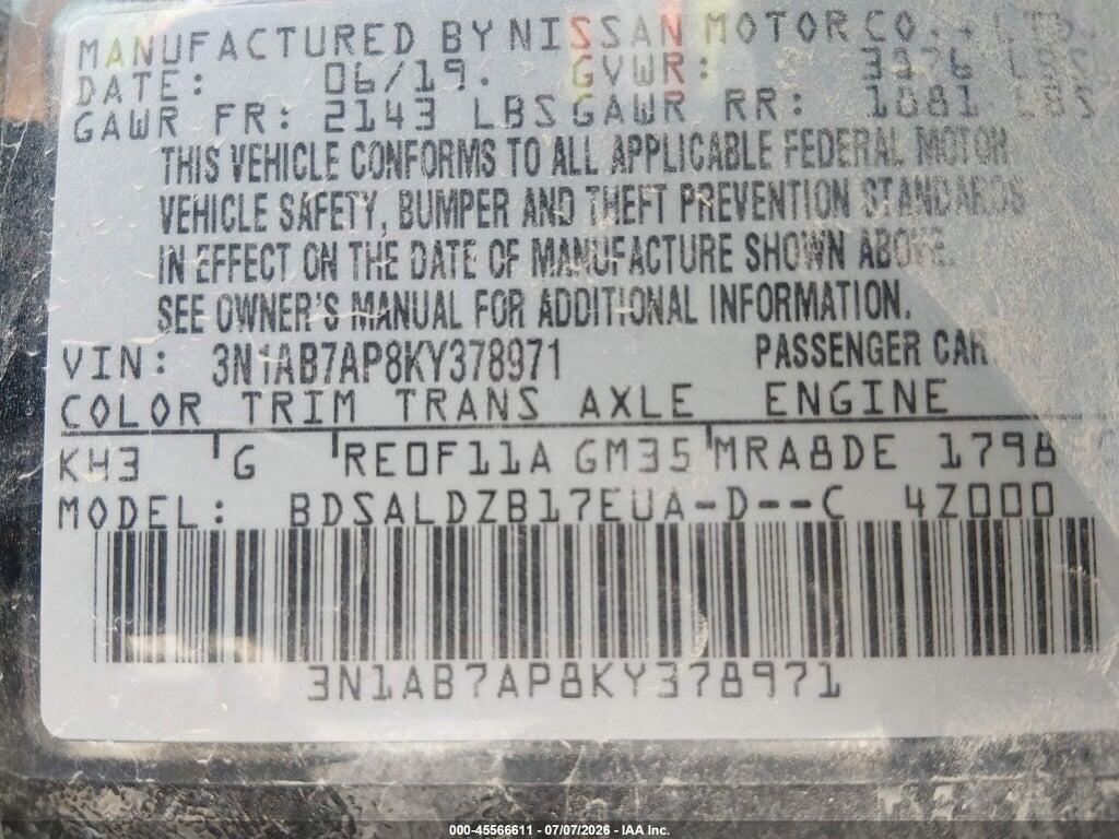 3N1AB7AP8KY378971 2019 NISSAN SENTRA photo no. 9