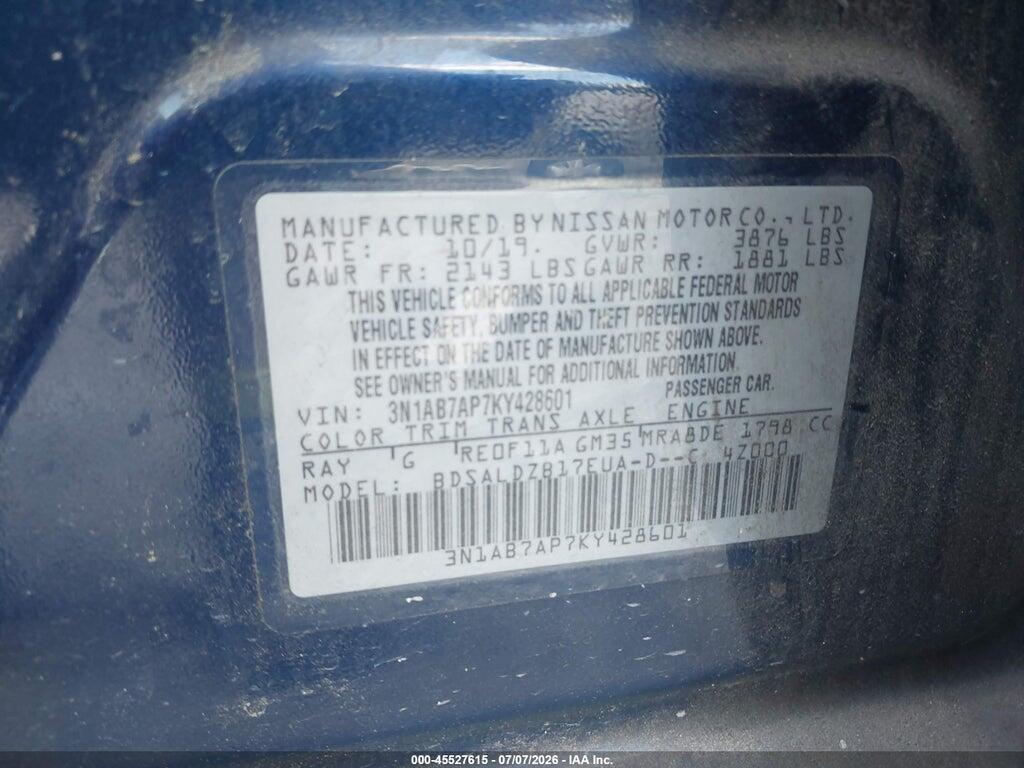 3N1AB7AP7KY428601 2019 NISSAN SENTRA photo no. 9